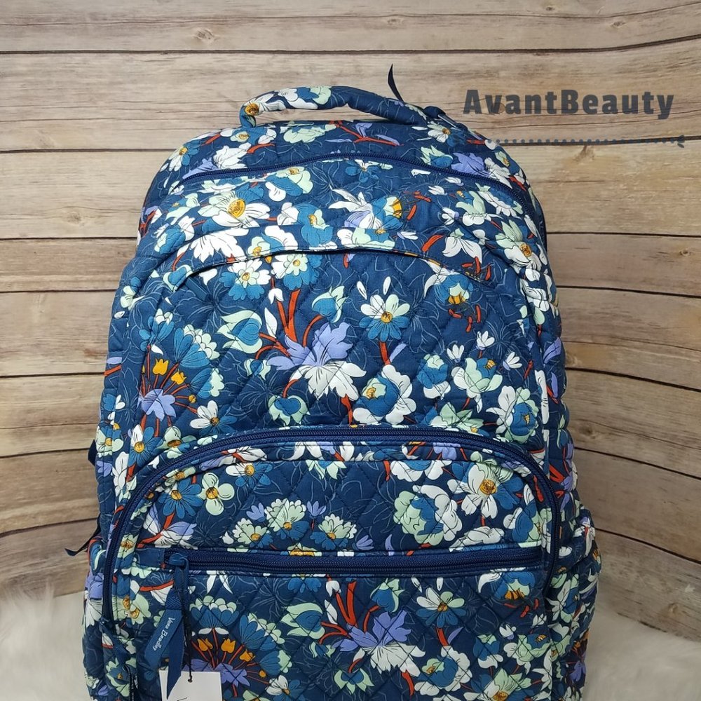 VERA BRADLEY Essential Large Backpack  Floral Blue Bursts Lunch Bunch Set New - Picture 11 of 16